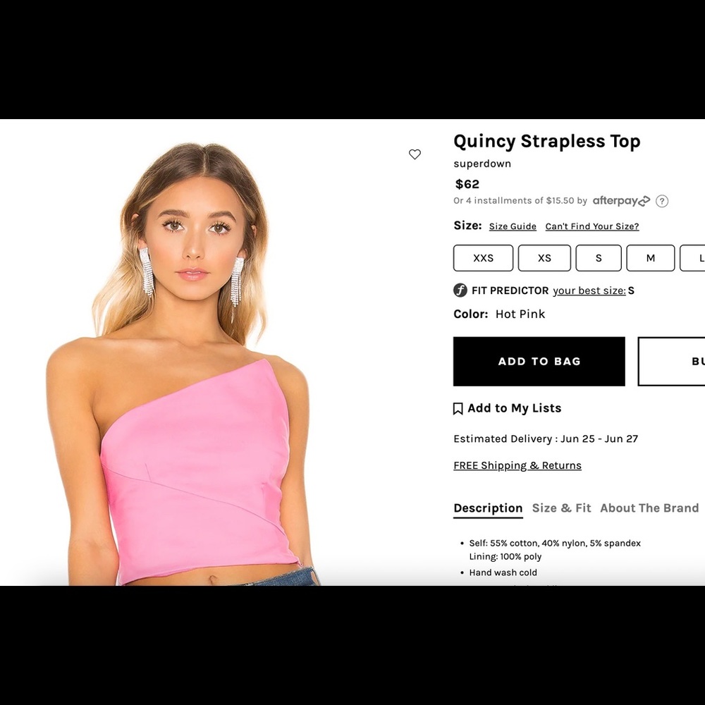 Superdown pink Quincy strapless top
